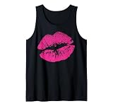 Beso sexy con estampado de labios rosados para mujeres seductoras y novias Camiseta sin Mangas