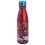 Stor Botella de Agua Aluminio Infantil Spider-Man 600ml - con Boquilla Segura y Tapón Antifugas para Niños Colegio Deporte
