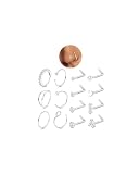 CASSIECA 14Pcs 20G Piercing Nariz Acero Quirurgico Aros de Piercing Plata