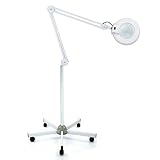 SENDERPICK Lámpara de pie LED, brazo giratorio ajustable, 5 lupas para el cuidado de la piel, belleza, cosméticos, maquillaje, manicura, tatuaje, salón, spa, con soporte de suelo