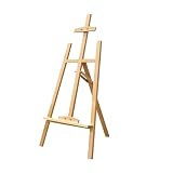 Caballete de Madera Natural para Pintar | Regulable y Plegable | Ajustable en Altura y Ángulo para Lienzos, Cuadros y Fotografías | Portátil, Estable y Resistente para Niños, y Adultos (120cm)