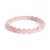 CUARZO® - Pulsera QUARTZ ROSA - Bolas de piedras naturales semipreciosas energeticas para mujer y hombre - Hilo elastico con cuentas de 8 mm - Cristales curativos sanacion curacion (Cuarzo rosa)