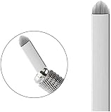 Pinkiou 50 Piezas de Agujas Desechables de Microblading Cejas 18U para Plumas de Tatuaje de Cejas Cuchillas de Tatuaje de Cejas Para Pluma de Microblading