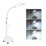 Lámpara de Pie con Lupa LED, Luz de Belleza Ajustable En Altura 8X, Luz con Soporte Rodante 360 ​​Grados Lampara Estetica Profesional para Injerto de Pestañas, Cuidado Salon Manicura y Tatuajes (EU)