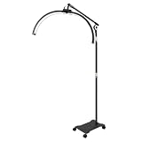 Media luna, lámpara cosmética LED con soporte para teléfono y ruedas, 2 opciones de control ajustables de 3200 K-5600 K, luces de belleza para sala de estar, estudios fotográficos, mesas