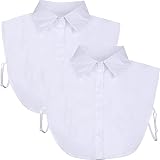 Tatuo 2 cuellos falsos desmontables para mujer, falsa pechera, Blanco, Large