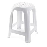 AC – Taburete PVC, Multiusos de plástico Resistente, Ideal para el hogar, Clases o Trabajo, 46.5 x 37 x 37 cm, Color Blanco