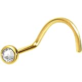 PIERCINGLINE piercing quirúrgico de acero para la nariz con disco de cristal en color oro/transparente como el cristal