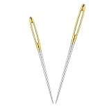 2 Pcs Agujas de Coser de Ojo Grande, 7cm y 6cm Agujas de Lana de Acero Punta Roma para Tejer Crochet, Reparación de Calcetines y Tapicería