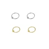 Generica 4 aros nariz pequeños 2 color plata y 2 color dorado 7mm diámetro finitos 0,6mm grosor.