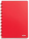 Atoma – Cuaderno A4 con anillas – Cuadrilado de 5 x 5 mm con margen, 72 hojas desmontables (144 páginas) – Cubierta de polipropileno reciclable – Rojo transparente