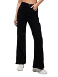 Dolce Crudo Jeans de talle alto y pierna ancha para mujer, Vantablack, 34