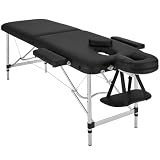 tectake® Camilla Masaje Plegable, Camilla Profesional Fisioterapia, Quiromasaje, Tatuajes, Reiki, Camilla Estética Profesional de Aluminio, Ajustable en Altura, 2 Zonas, con Bolsa Transporte - Negro