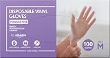 by Amazon Guantes Desechables de Vinilo, sin Polvo, sin Látex, Talla M, Paquete de 100