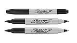 Sharpie Rotuladores permanentes de doble punta, tinta negra, paquete de 3, puntas finas y ultrafinas