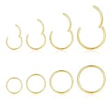 jagosen 18G Piercing Oro Nariz Aros Septum Acero Noxidable Quirurgico 8Piezas Cartílago Pendientes De Aro Bisagra Anillos Piercing Labio Helix Nariz Oro 6mm/8mm/10mm/12mm