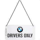 Nostalgic-Art Letrero colgante retro, 10 x 20 cm, BMW – Drivers Only