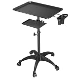 Carrito de bandeja de salón con plataforma de almacenamiento, bandeja de tatuaje de aluminio con ruedas, altura ajustable, accesorio para belleza