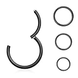 jagosen 18G Piercing Nariz Aros Septum Acero Noxidable Quirurgico 4Piezas Cartílago Pendientes De Aro Bisagra Anillos Piercing Labio Helix Nariz Negro 6mm/8mm/10mm/12mm