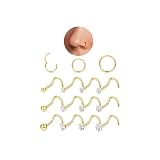FIOROYAL Piercing Nariz 20G 18G Acero Quirurgico Oro Plata para Mujer GS