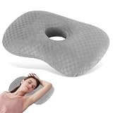 QINGZY Almohada para Dormir de Lado, con Agujero 10cm, 44x32x8cm, Mayor Altura de Relleno, Piercing Donut Cojín, Almohada Ergonómica para Aliviar Dolor Oído
