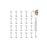 Cassieca - Lote de 20 unidades, 16 g, hipoalergénica, de acero inoxidable, tachuelas de labio, con 3 mm, CZ cartílago Tragus Helix Monroe, Piercing Stud Bijoux 6 mm 8 mm 10 mm, Acero inoxidable
