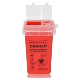 Sharp Bin Container ATOMUS 1L Tattoo Plastic Sharp Container Tattoo Medical Disposal Biohazard Needle Waste Box Safe Lock Container Tattoo Supplies (1PC, Red)