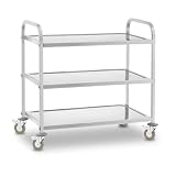 Royal Catering Carro de Servicio de Postre Cocina con Ruedas 3 bandejas RCSW 3 (101 x 55 x 96,5 cm, Capacidad de Carga: 480 kg, Grosor de los estantes 3 cm)
