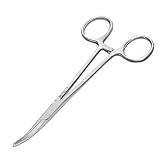 MJW Profesional Curvo Pinzas Pesca Hemostáticas Acero Inoxidable Usado Como Pinzas Para Tirar del Pelo de Orejas de Perro y Fórceps de Bloqueo Para el Cuidado de Mascotas- Removedor de Anzuelos