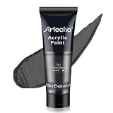 Artecho Pinturas Acrilicas 120ml Negro, Impermeable y resistente a la luz, para Lienzos, Tela, Madera, Cristal, Piedras.