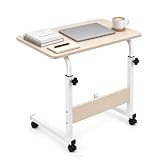 Mesa auxiliar en forma C con ruedas, regulable altura 60-90cm，Blanco