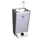 Lavamanos portátil autónomo de acero inoxidable con pedal y ruedas | Lavabo móvil 45 x 45 cm sin desagüe ni electricidad con bidones de agua limpia/suciedad, cesta incorporada | Certificado CE