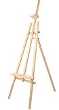 Solagua Caballete de Madera para Pintar de Pino Natural, Altura 145 cm, Soporte de Lienzos, Cuadros y Fotografías, Regulable y Plegable, Manualidades Niños y Adultos