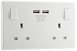 BG Electrical - Enchufe, 13A, 2x toma de corriente con carga USB, Black Nickle - Black Insert