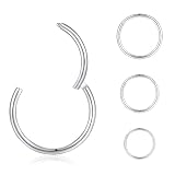 jagosen 18G Piercing Plata Nariz Aros Septum Acero Noxidable Quirurgico 4Piezas Cartílago Pendientes De Aro Bisagra Anillos Piercing Labio Helix Nariz Plata 6mm/8mm/10mm/12mm