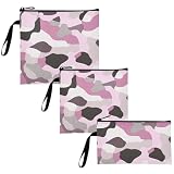 Stone Camouflage Purple - Paquete de 3 bolsas reutilizables para aperitivos, multiusos, seguras para alimentos, para picnic, trabajo, viajes, oficina