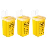 Gatuida 3 Piezas Contenedor De Agujas Desechables con Tapa Flip, 1 Litro Contenedor Agujas Desechables, Caja Portátil para Objetos Punzantes Eliminación Segura para Clínicas Laboratorios Y Tatuajes