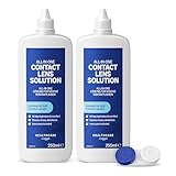 Healthcare by Amazon Solución todo en uno para lentes de contacto blandas – Biotolerable para ojos sensibles, 2 x 250 ml