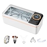 Limpiador Ultrasonidos 55kHz,450 ml Limpiador Ultrasonidos de Gafas con 6 Modos de Limpieza,Revestimiento Interior de Acero Inoxidable 304,Limpieza Profunda de Gafas/Dentaduras Postizas/Monedas/Joyas