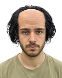 BIRLOZA Peluca para Adultos Calva Divertida para Hombres, Accesorio de Disfraces de Cosplay para Halloween, Médico Loco, Profesor Chiflado, Mago, Enfermero