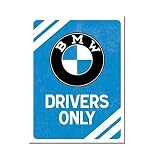 Nostalgic-Art 14369 BMW Drivers Only Blue | Imán Retro para frigorífico Vintage 6 x 8 cm, imán de Fuerza con Superficie metálica, 6 x 8 x 0,1 cm