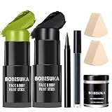 BOBISUKA Set Barras de Pintura Facial Verde Infernal y Negra