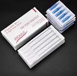ATOMUS 50 Pieces Sterilized Tattoo Needles 3rl Round Liner Needle With 50 Pieces 3rt Tattoo Needle Tips Disposable Tattoo Nozzle Needle Tip Set