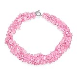 Bling Jewelry Pink Rose Quartz Gemstone Chunky Cluster Bib Chips Multi Strand Collar Llamativo Para Mujer Silver Plated Toggle Clasp