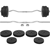 Yaheetech Juego de Mancuernas Barra de Pesas 30kg con Barra Curl W de 120cm