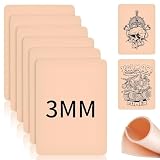 Tatuaje de piel artificial, 3 mm, 6 unidades de 20 x 15 cm, piel artificial, set de tatuajes para piel falsa para tatuajes, incluye kit de papel de plantilla para principiantes y profesionales
