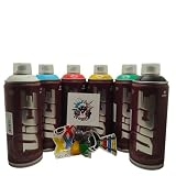 PROGAL COLORS Miami Vice - Lote de 6 Botes de Spray para Graffiti de 400 ml Alta Presión + 3 Boquillas
