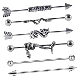 PACKOVE 6piezas Pendientes De Barra Industrial Estilo Punk Para Cartílago Piercing De Acero Inoxidable Joyería De Piercing Industrial Para Mujer