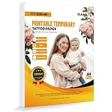 Ryebme Papel imprimible para transferir tatuajes temporales para impresoras láser y de inyección de tinta,Tatuajes personalizados DIY Pegatinas Tamaño A4 1 pack: 15 papeles (Transparente)