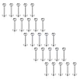 Vcmart La joyería Piercing del perno prisionero del punto de la bola del anillo del labio del labret del acero inoxidable 16P de 25Pcs 16G